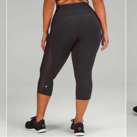 Lululemon Everlux Mesh Super-High-Rise Training Crop Leggings 21" Inseam Black 6 - Picture 3 of 13